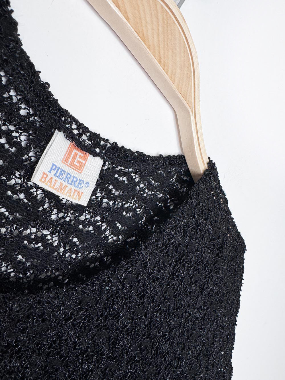 vintage 80s pierre balmain mesh lace knit short sleeve top
