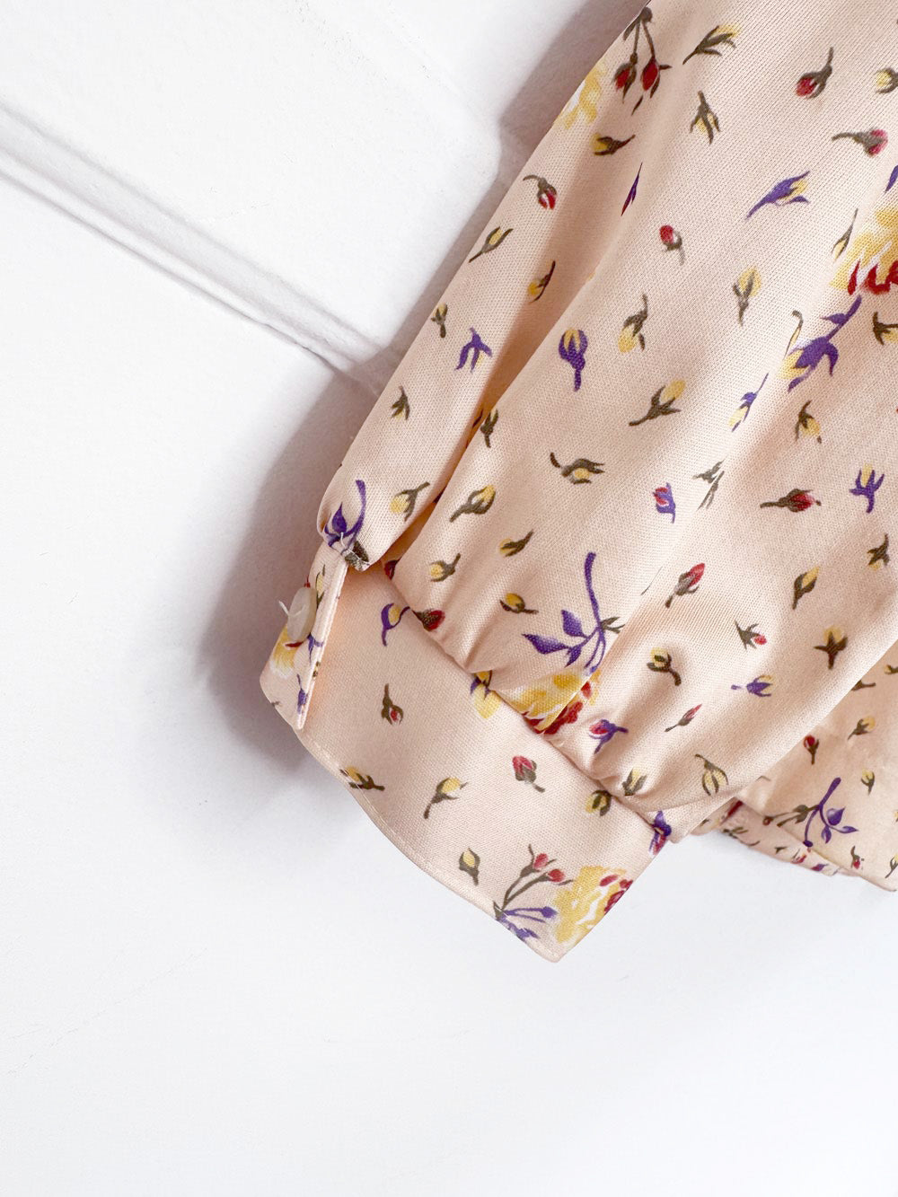 vintage 70s galliano floral poly knit blouse