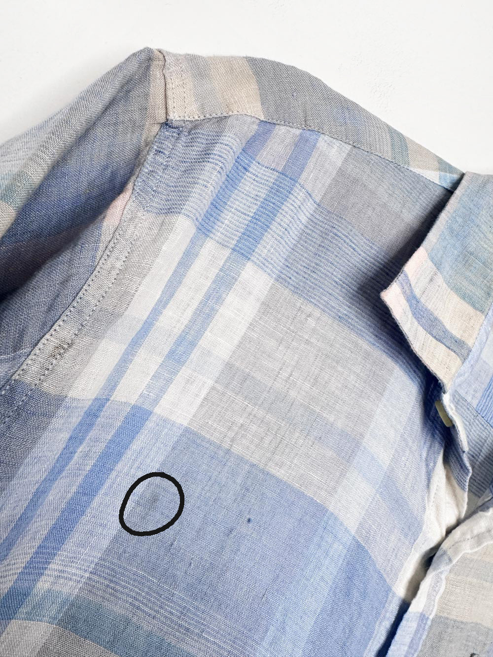 patrick assaraf 100% linen plaid full button shirt