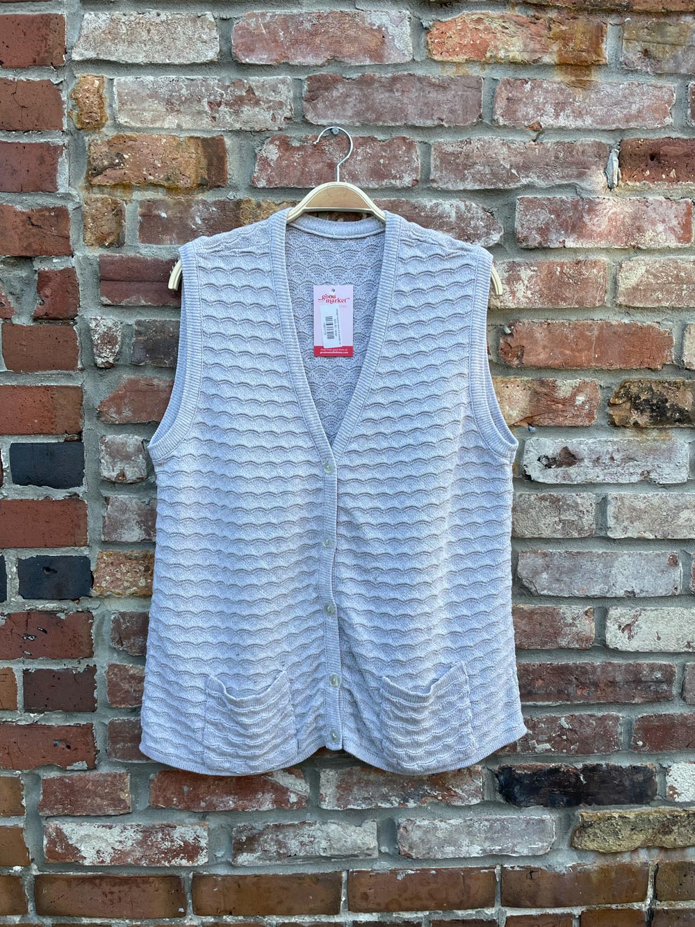 vintage neutral wave knit sweater vest