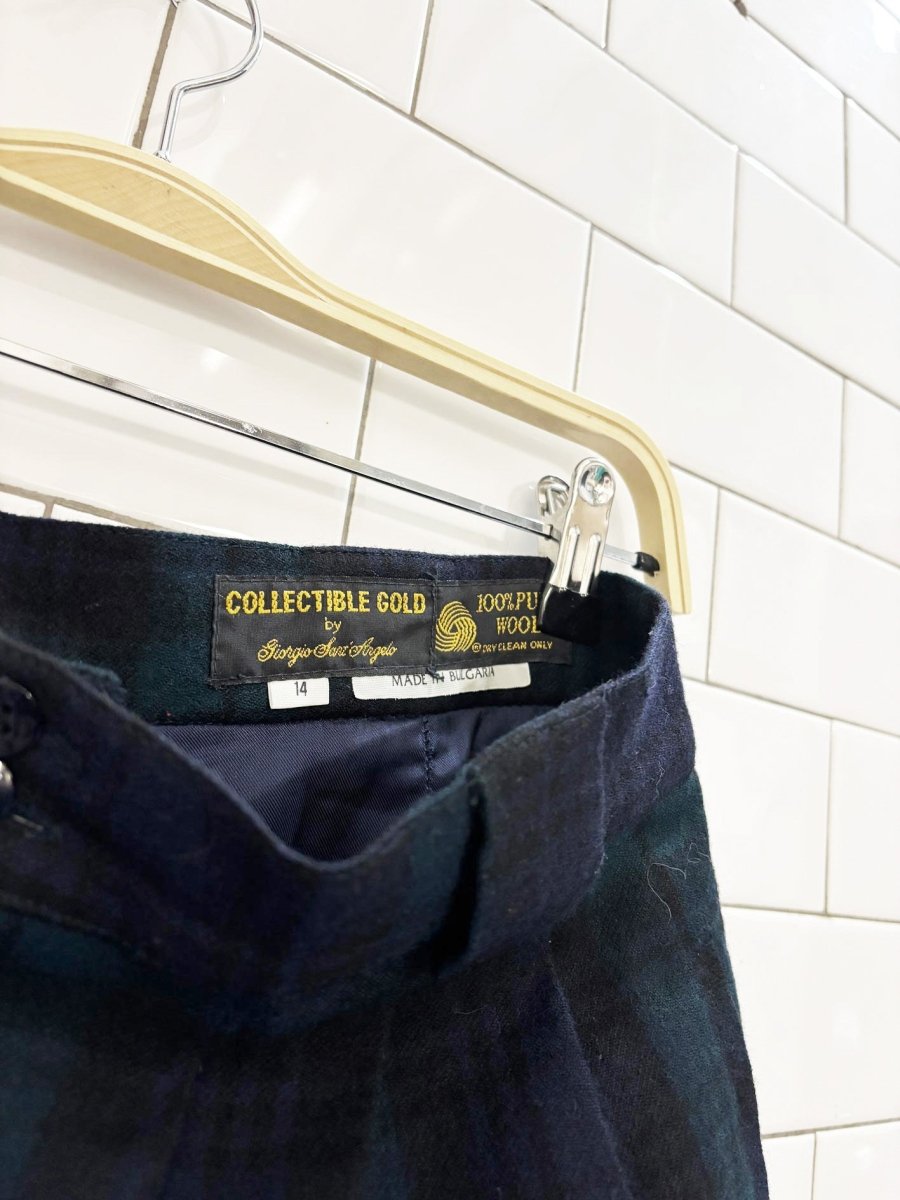 vintage 80s collectible gold 100% wool pleated trousers | giorgio sant angelo - good market thrift store