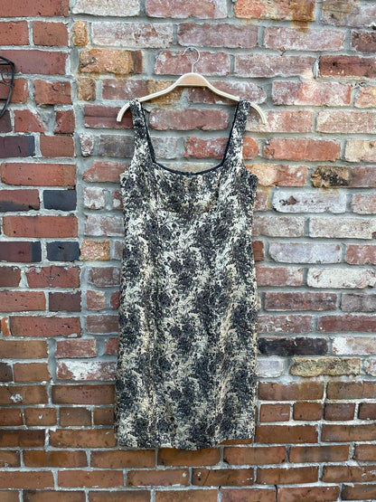 vintage 00s evan picone gold brocade dress