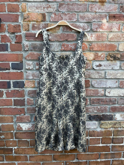 vintage 00s evan picone gold brocade dress