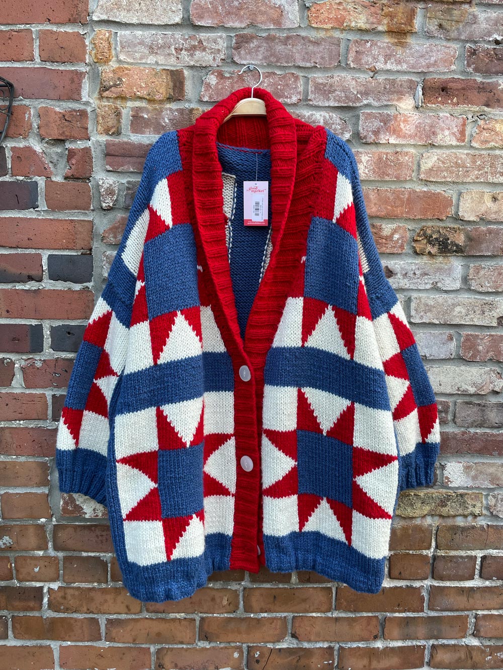 vintage quilt star knit cardigan jacket