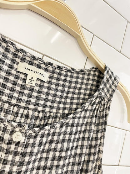 max studio tiered picnic plaid midi dress - good market thrift store