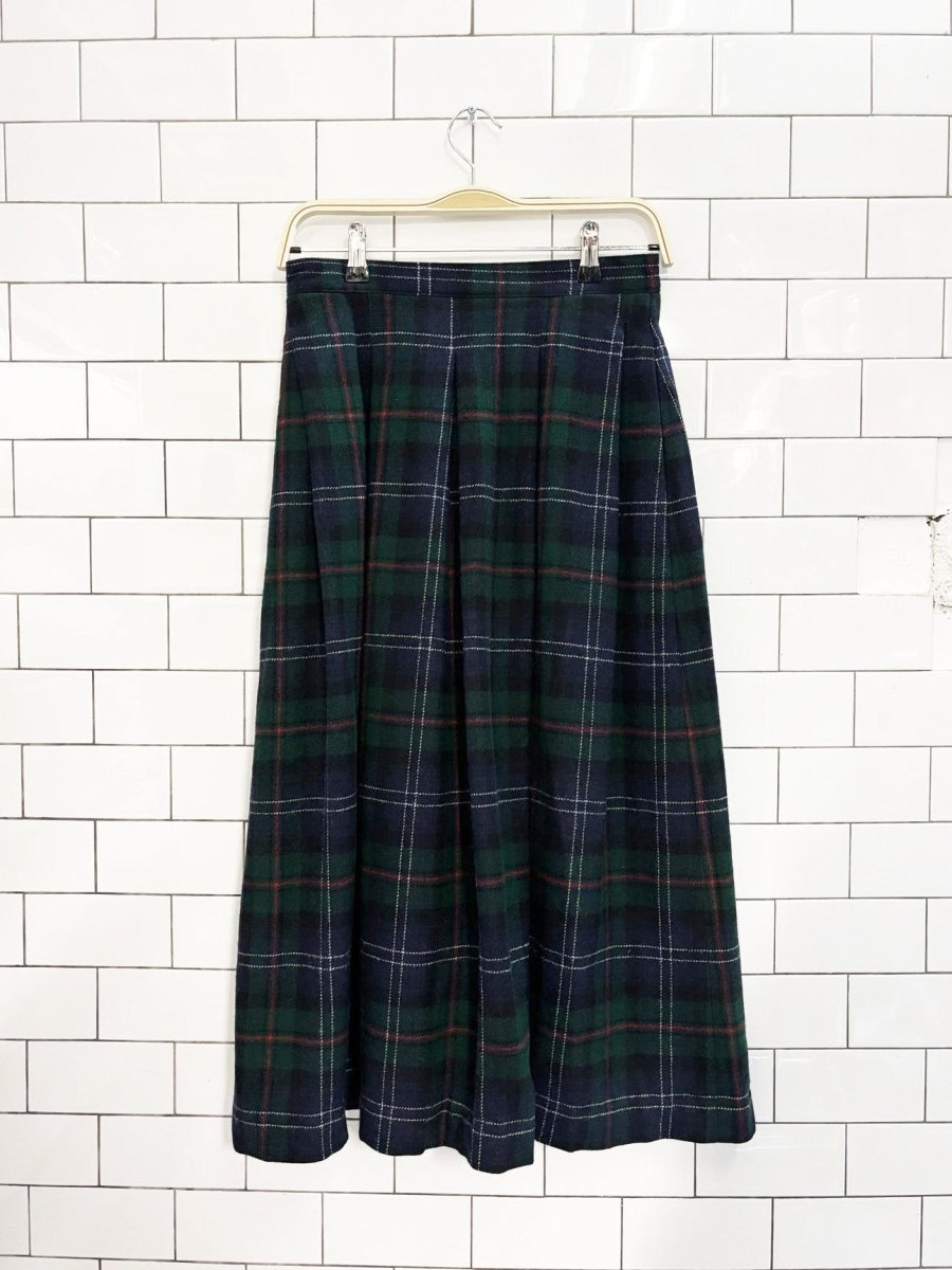 vintage 90s woolrich wool - blend plaid midi skirt - good market thrift store