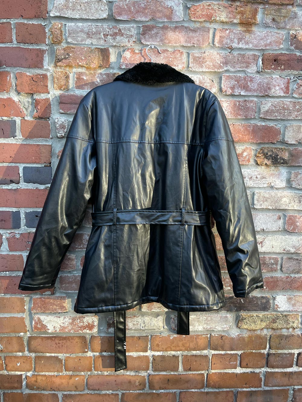 vintage 00s outer edge faux leather belted jacket