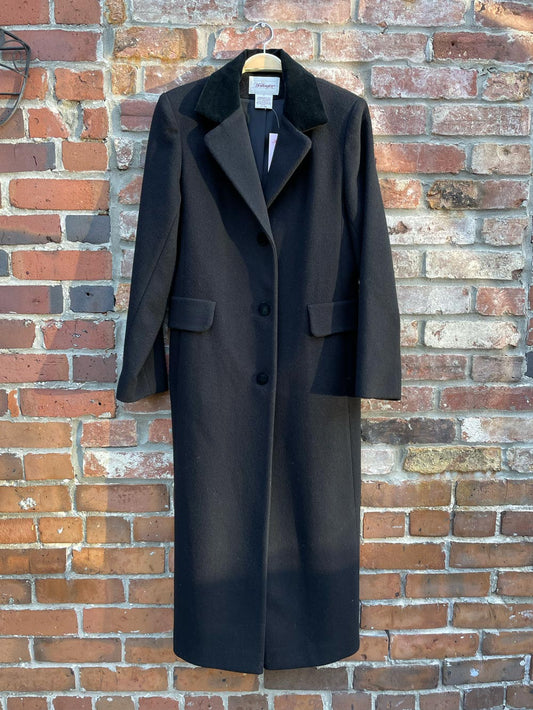 vintage worthington 100% wool velvet collar long coat