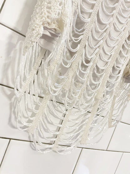 y2k crochet drape beaded halter top - good market thrift store