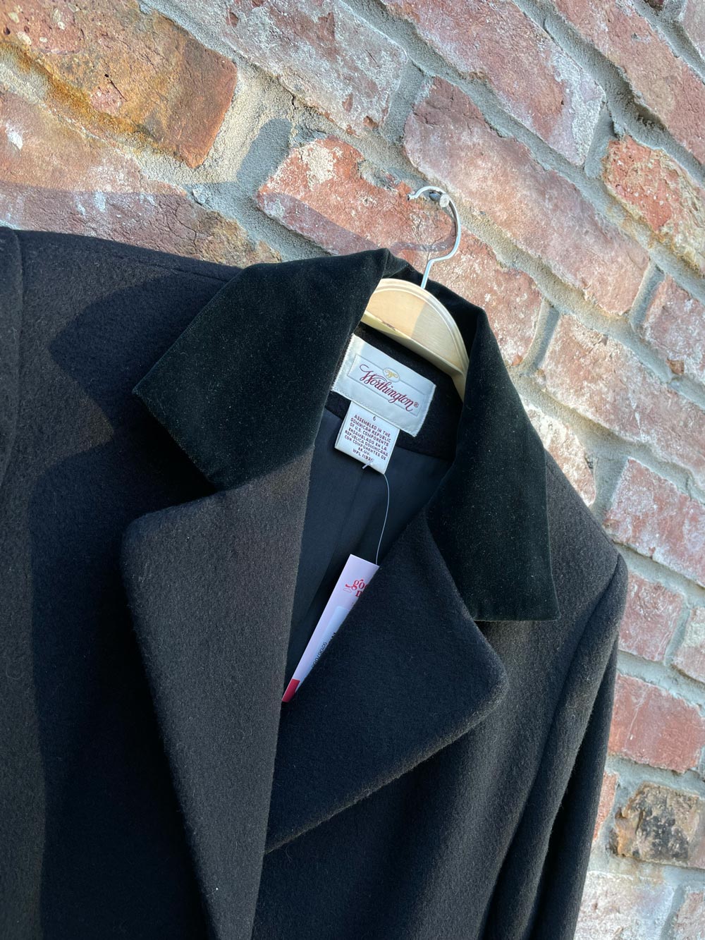vintage worthington 100% wool velvet collar long coat