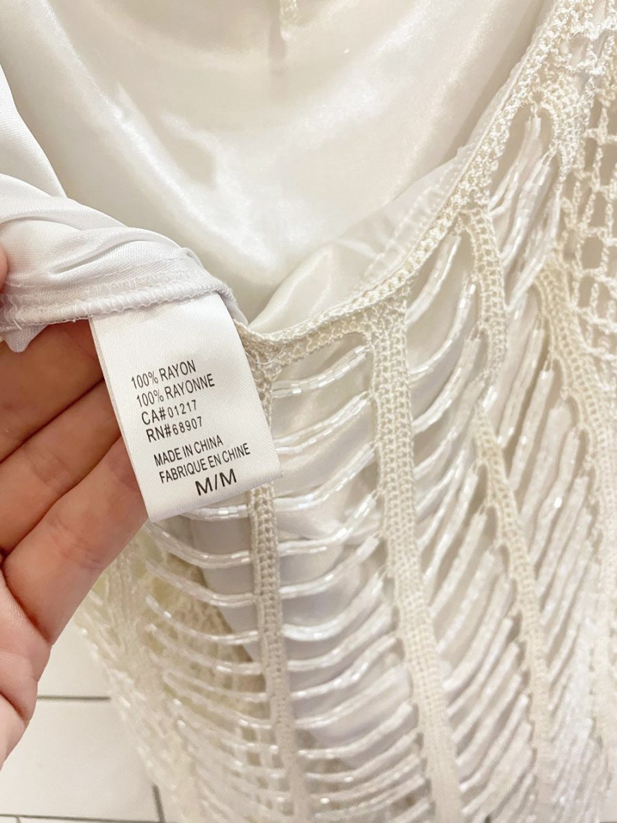 y2k crochet drape beaded halter top - good market thrift store