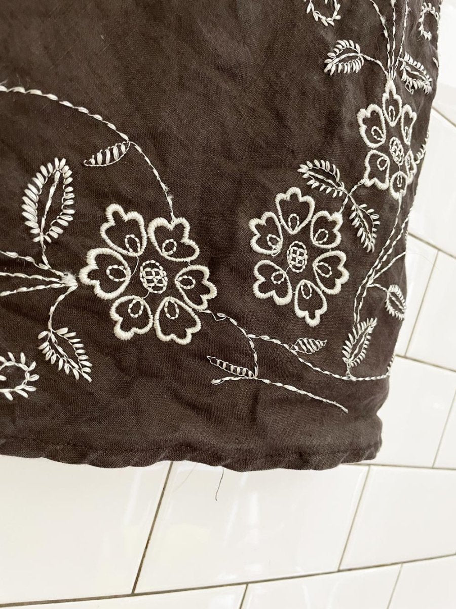 vintage 00s mantles embroidered linen skirt - good market thrift store