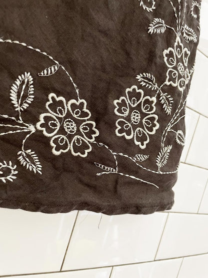 vintage 00s mantles embroidered linen skirt - good market thrift store