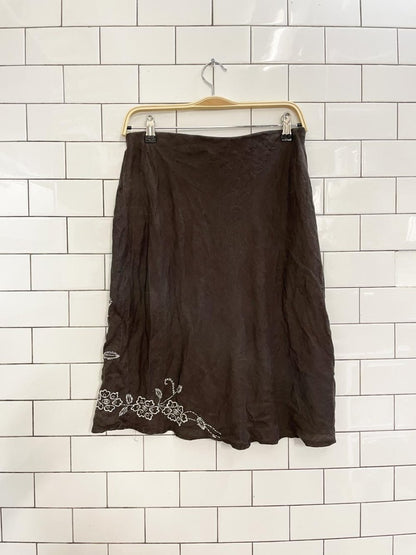 vintage 00s mantles embroidered linen skirt - good market thrift store