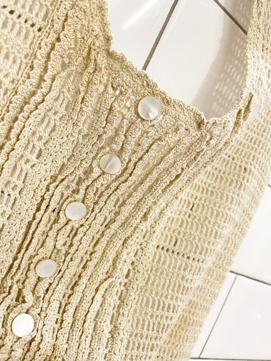 antique crochet knit tuxedo bib halter | handmade - good market thrift store