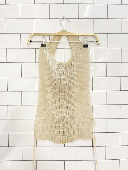 antique crochet knit tuxedo bib halter | handmade - good market thrift store