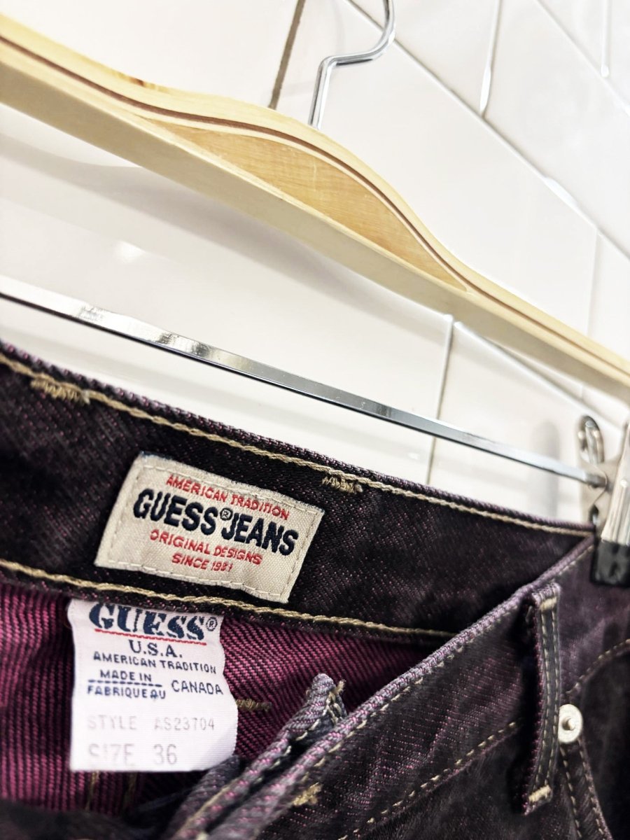 vintage 90s guess purple wash bootcut jeans - good market thrift store