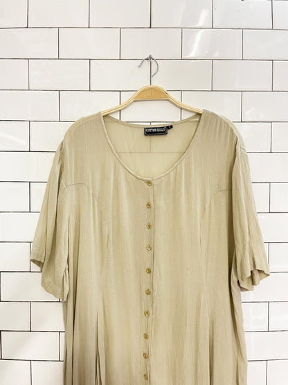 vintage 00s cotton hills full button maxi dress - good market thrift store