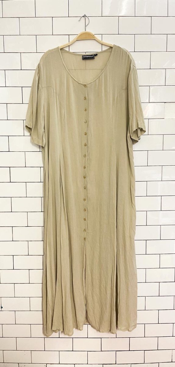 vintage 00s cotton hills full button maxi dress - good market thrift store
