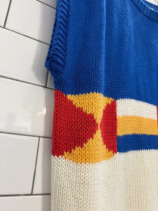 vintage 80s bay club nautical flag knit sweater vest | catalina - good market thrift store