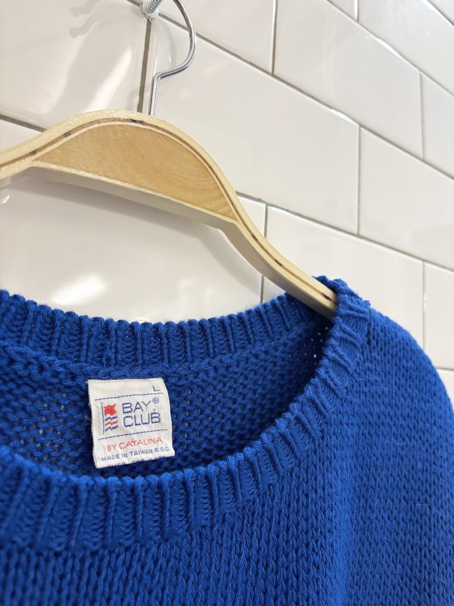 vintage 80s bay club nautical flag knit sweater vest | catalina - good market thrift store