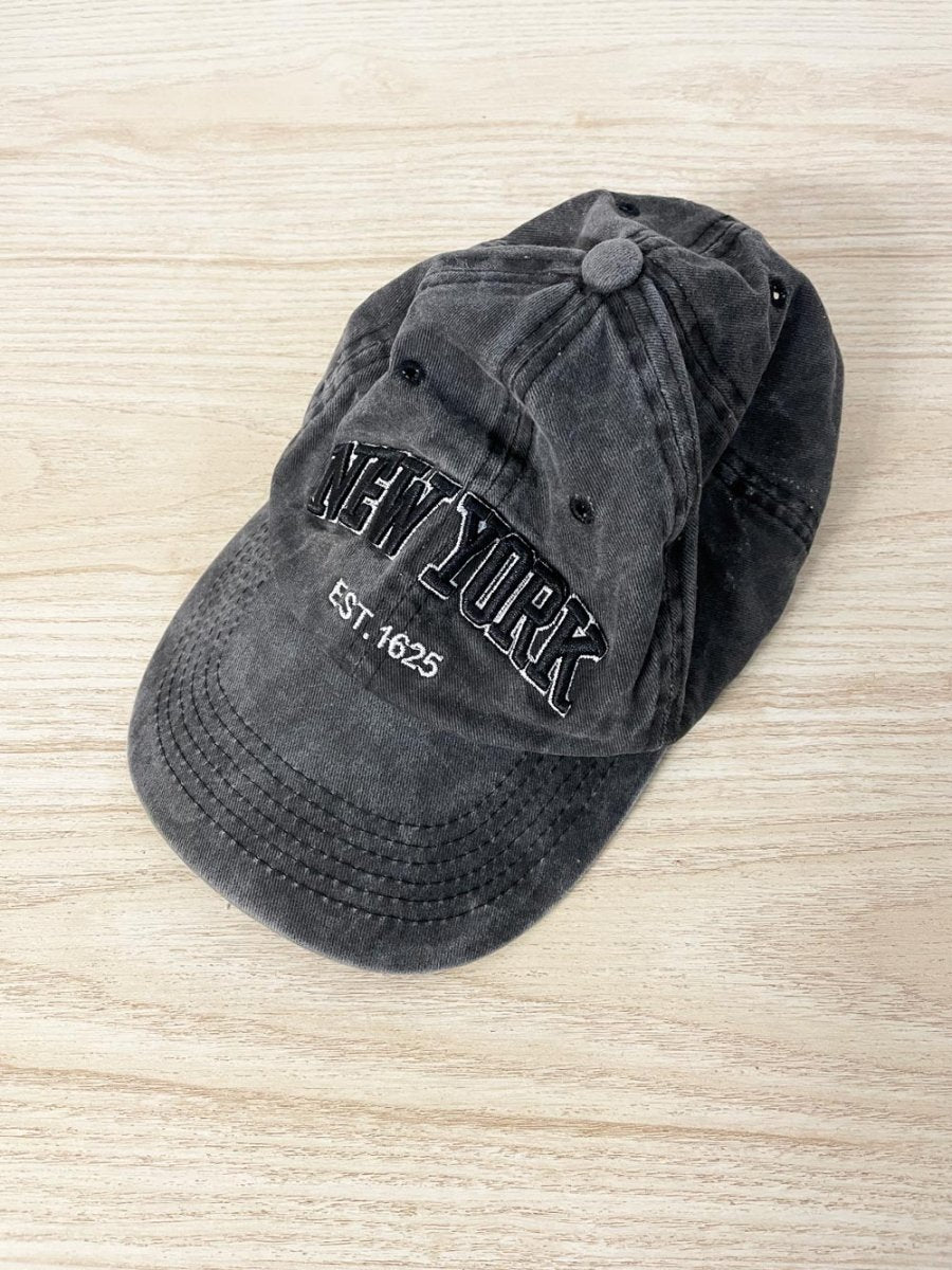 new york embroidered faded cotton cap - good market thrift store