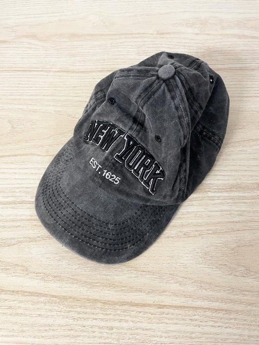 new york embroidered faded cotton cap - good market thrift store