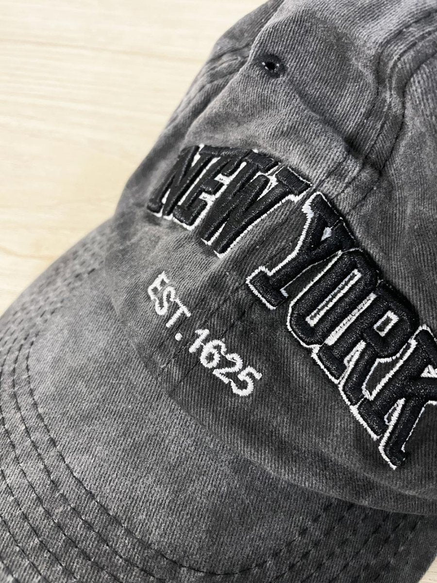 new york embroidered faded cotton cap - good market thrift store