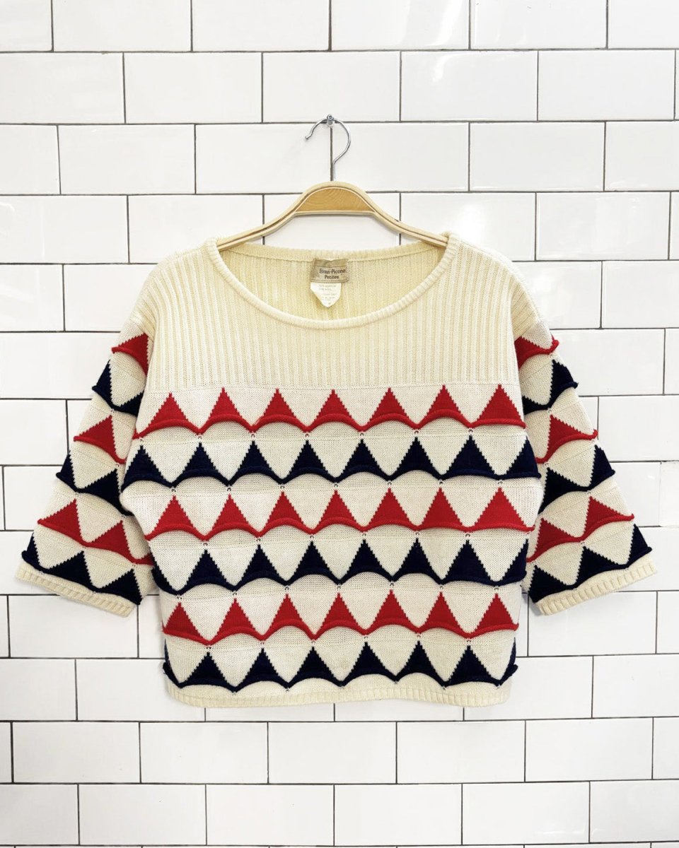 vintage 80s evan - picone wool - blend cropped sweater | made in japan - good market thrift store
