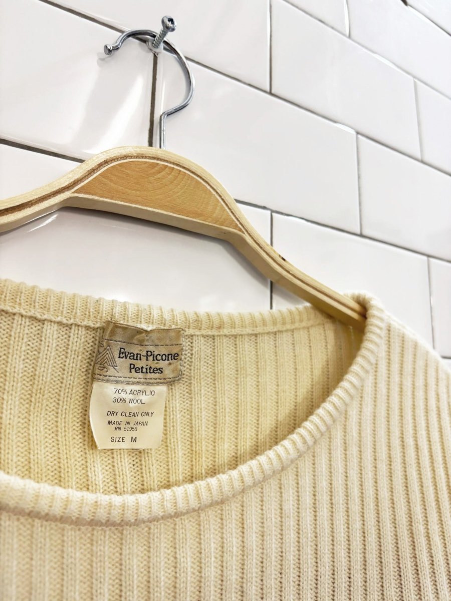 vintage 80s evan - picone wool - blend cropped sweater | made in japan - good market thrift store