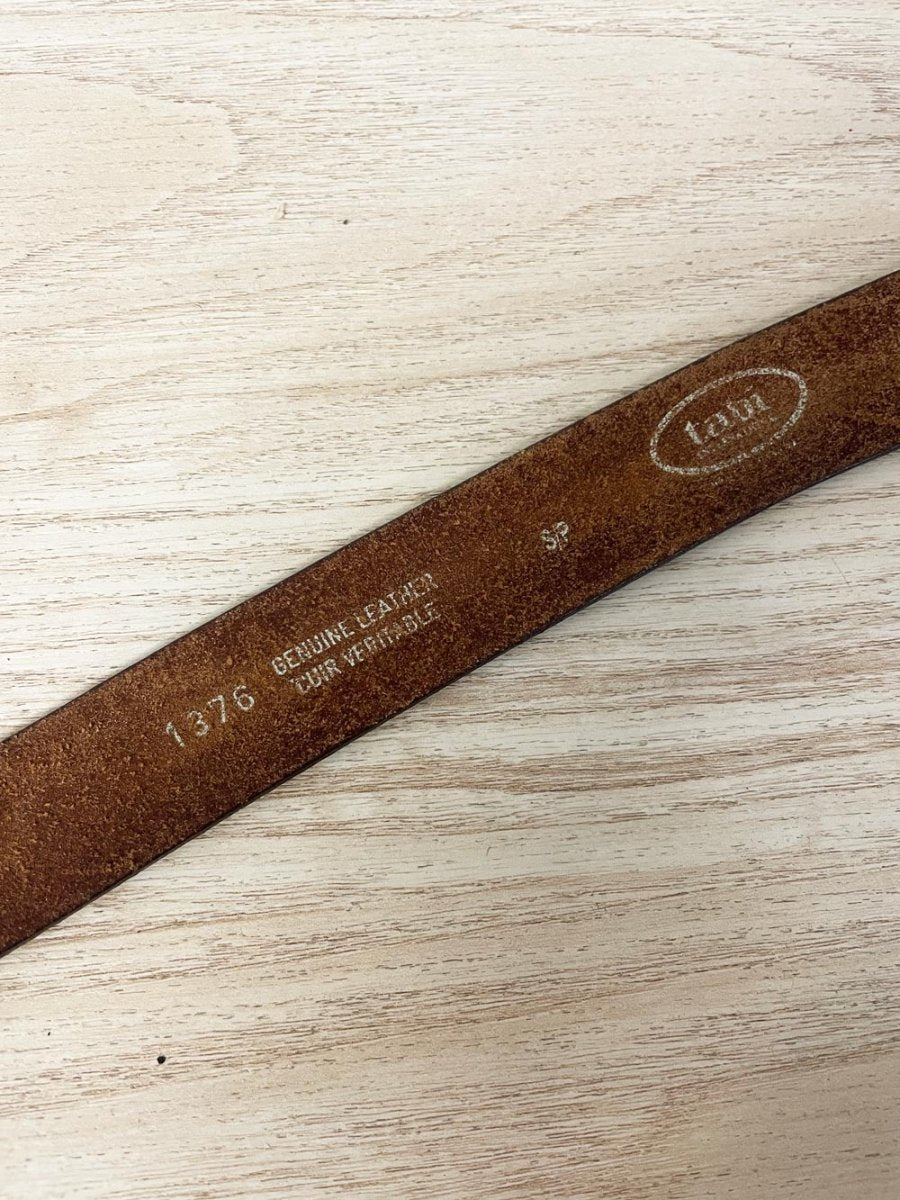 vintage 00s tabi tooled leather belt - good market thrift store