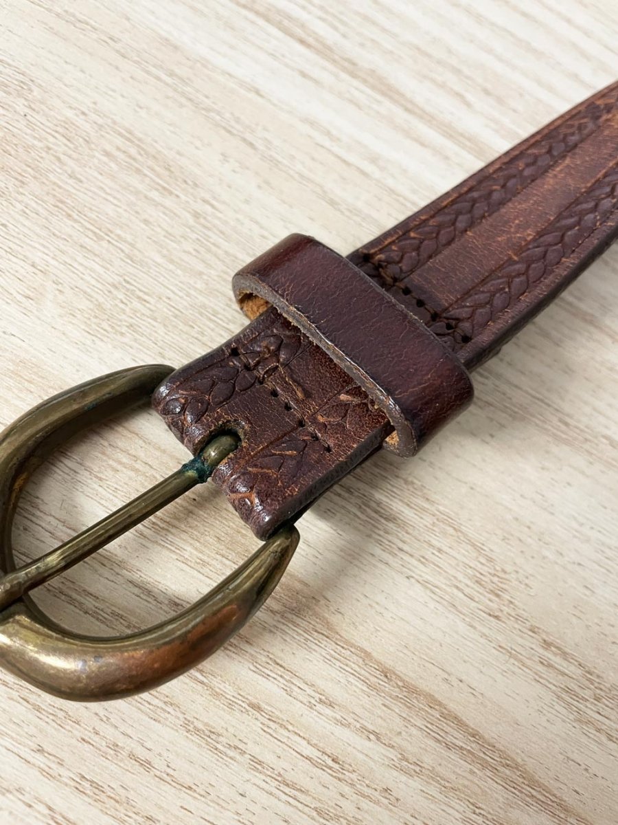 vintage 00s tabi tooled leather belt - good market thrift store