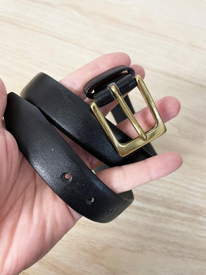 vintage leather belt w brass buckle | made in Canada - good market thrift store