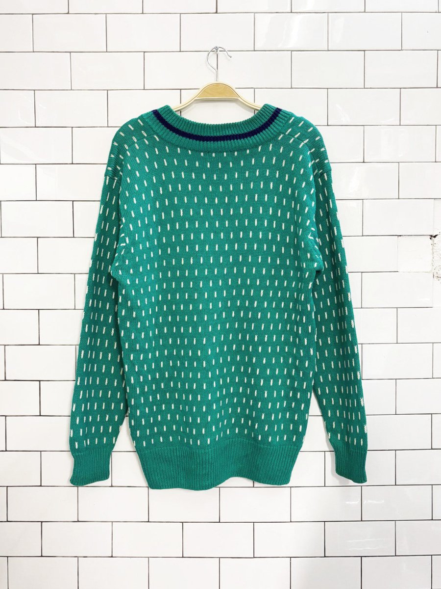 vintage 80s boundary waters ramie - cotton birdseye v - neck sweater | tennis prep - good market thrift store