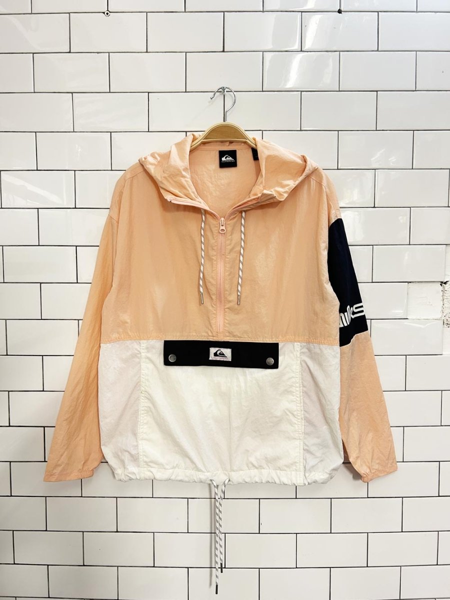 quicksilver oversized 1/2 zip snap pocket windbreaker - good market thrift store