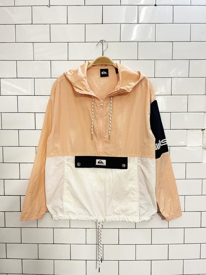 quicksilver oversized 1/2 zip snap pocket windbreaker - good market thrift store