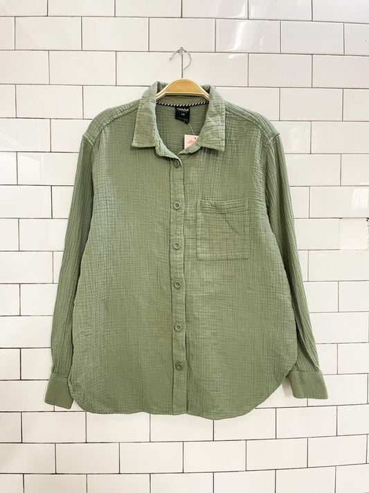 far west sage green gauze cotton shirt - good market thrift store