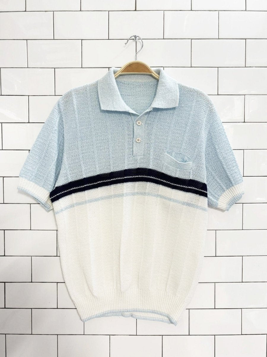 vintage 70s poly knit polo shirt - good market thrift store