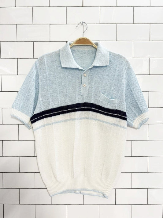 vintage 70s poly knit polo shirt - good market thrift store