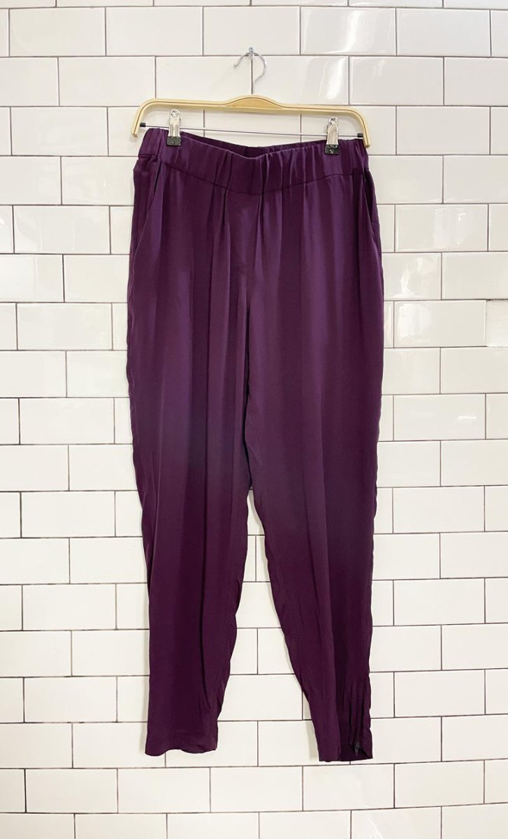 nicole briger 100% silk zip cuff trouser - good market thrift store