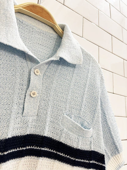 vintage 70s poly knit polo shirt - good market thrift store