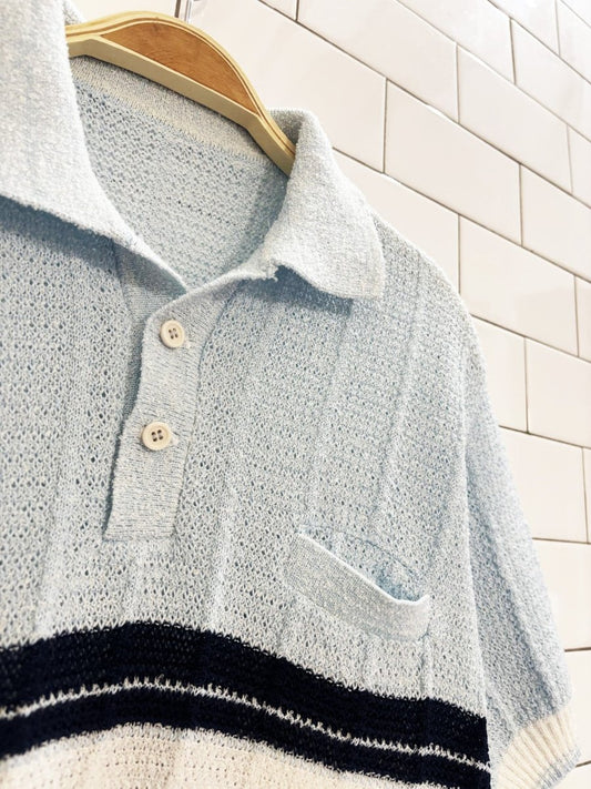 vintage 70s poly knit polo shirt - good market thrift store