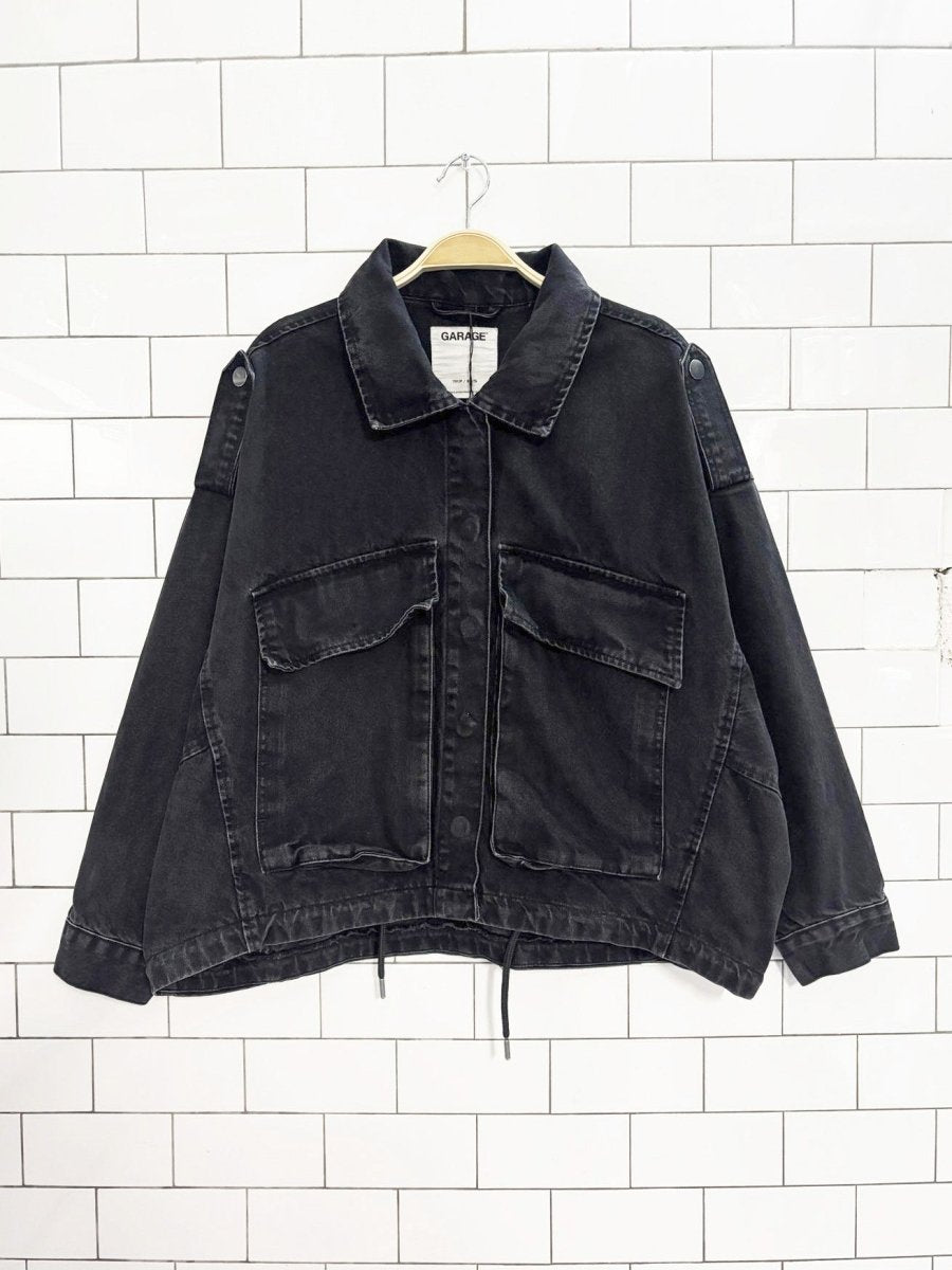 garage oversized boxy denim cargo jacket - good market thrift store