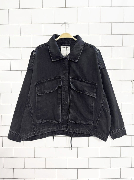 garage oversized boxy denim cargo jacket - good market thrift store