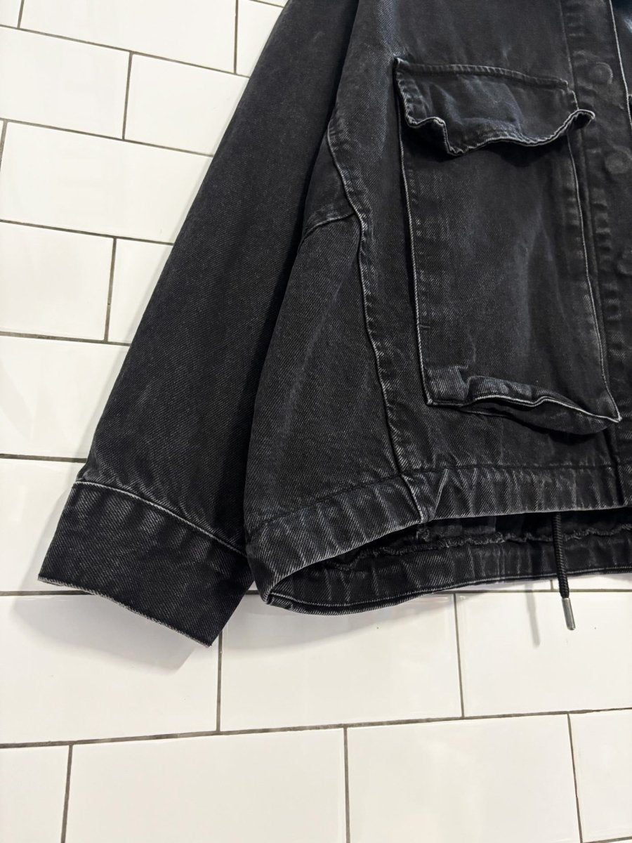 garage oversized boxy denim cargo jacket - good market thrift store