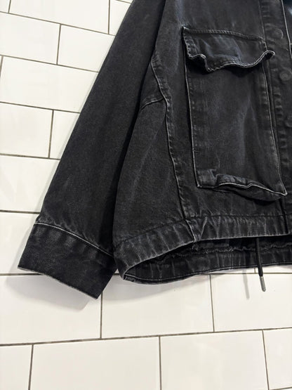 garage oversized boxy denim cargo jacket - good market thrift store