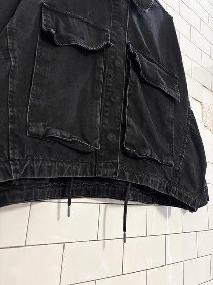 garage oversized boxy denim cargo jacket - good market thrift store
