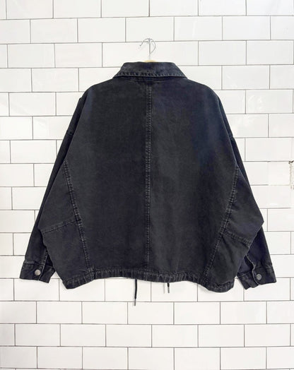 garage oversized boxy denim cargo jacket - good market thrift store