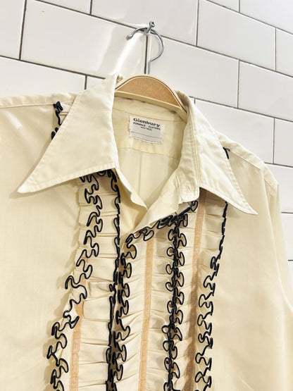 vintage 70s glenbury formal clothes ruffled tuxedo shirt - good market thrift store