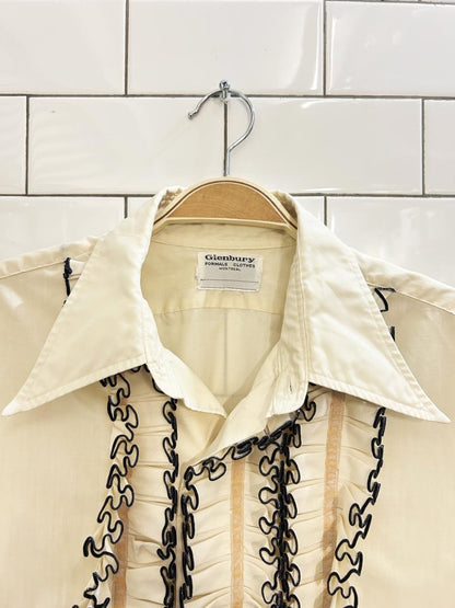 vintage 70s glenbury formal clothes ruffled tuxedo shirt - good market thrift store